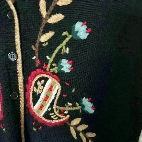 Vintage Koret Sweater Vest size M black floral - Picture 4 of 6